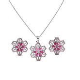 Rhodium Snowflake Zircon Pendant Set